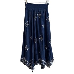 J Gee Blue Asymmetrical Flare Skirt Size Small